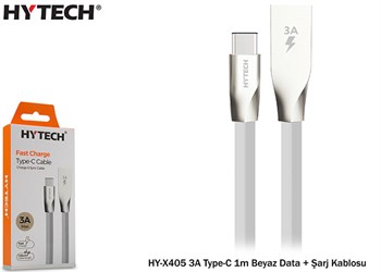 HYTECH X405 TYPE-C DATA+ŞARJ KABLOSU 1M 3A BEYAZ